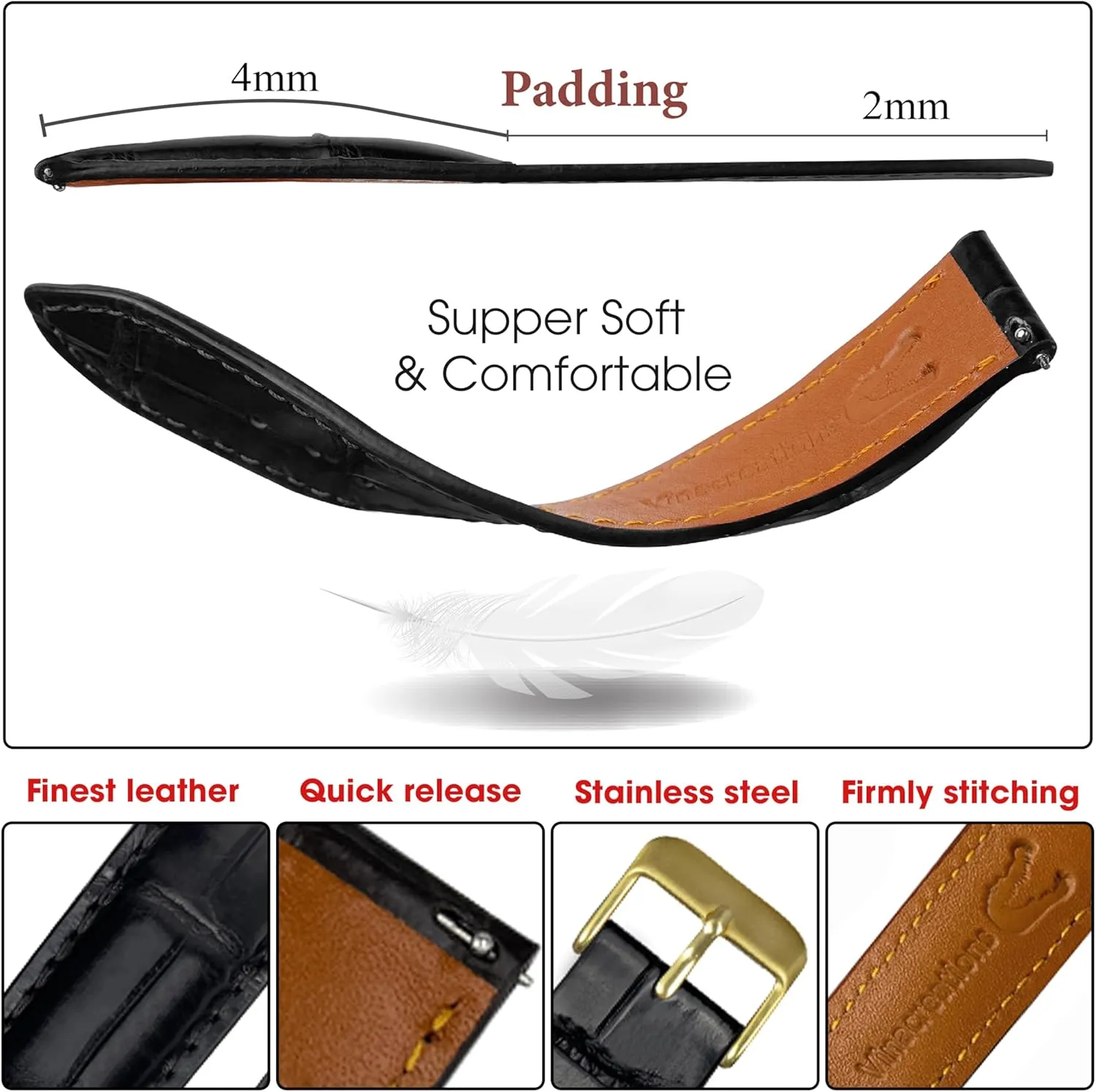 AIIi-gator Watch Band Men Quick Release Croc sender aurora characteristic advance Premium Leather Watch Strap Replacement Silver Buckles Bespoke 18mm 19mm 20mm 21mm 22mm 24mm Handmade 