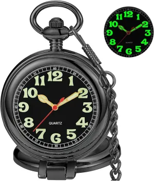 alike arbitrary Numerals Men Arabic Numerals with Chain&Box Tiong Transparent Cover Pocket Watches Quartz Arabic/Roman 