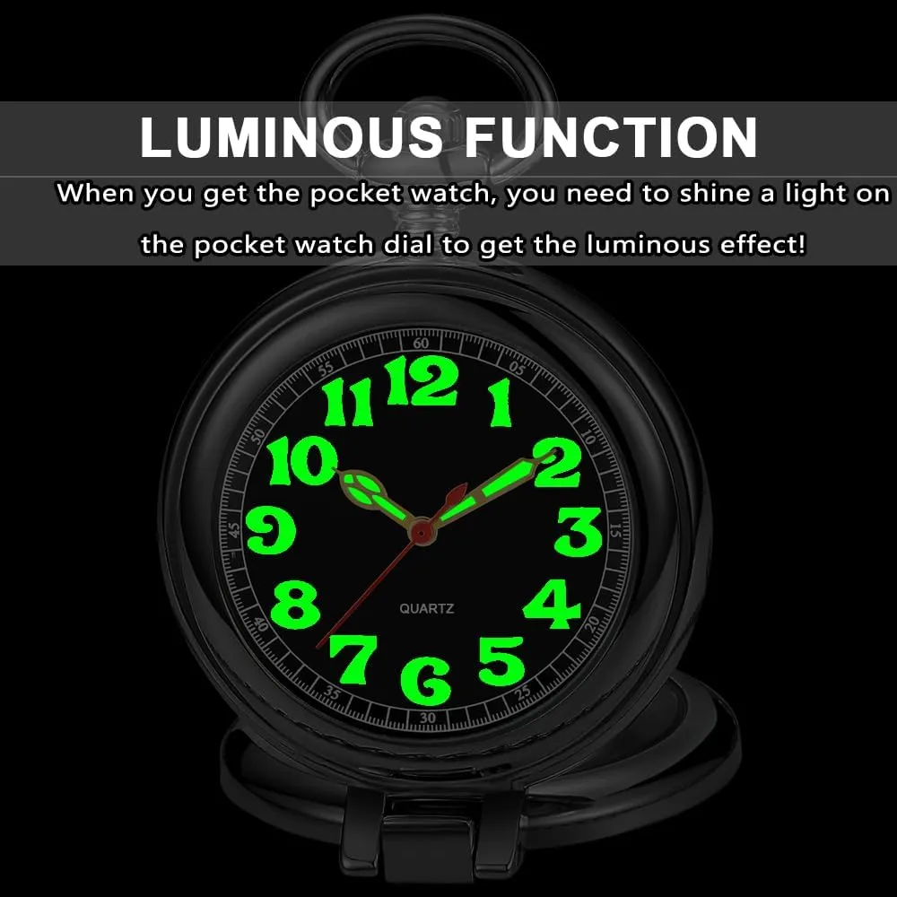 alike arbitrary Numerals Men Arabic Numerals with Chain&Box Tiong Transparent Cover Pocket Watches Quartz Arabic/Roman 