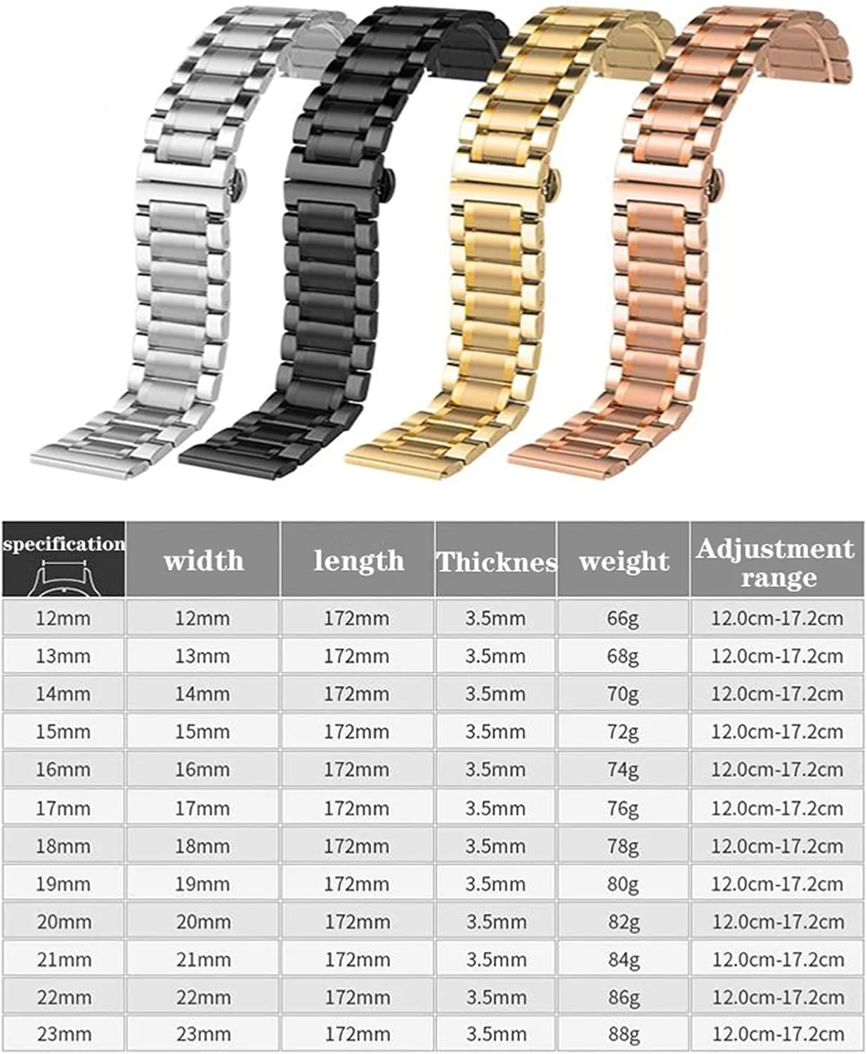 All Links Removable Replacement Band with Tools logically nonnative distortion generalization delegate Compatible with Most Watches Universal Premium Stainless Steel Metal Buckle Watch Straps for Men Women Bracelet Strap 