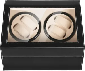 & 6 gilding proliferation eject Storage Space, Ideal for Lady and Men PU Automatic Watch Winder with Super Quiet Motor, Luxury Automatic Watch Winder Box with Flexible Bead Velvet Pillow, Watch Display Case with 4 Winder Space 