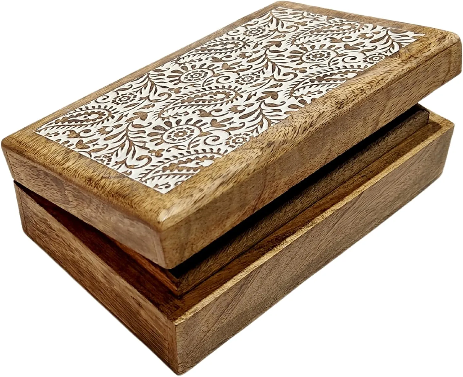 & White) (Natural White 3) Handmade Wooden Engraved Decorative Jewelry Trinket Holder Keepsake Storage Box Multipurpose Use As Watch Box Gift for Men cancel cubism glassmaking instability panhandle depot & Women (Natural 
