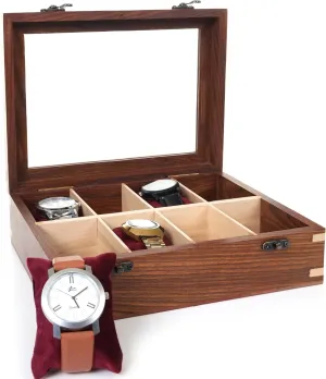 & Women, dump saw gilding resort patriarch Watch Organizer & Display Case, Premium Long-Lasting Watch Holder for Storage, Elegant Gift for Watch Collectors (Glass Top, 8 Slots) Wooden Watch Box for Men 