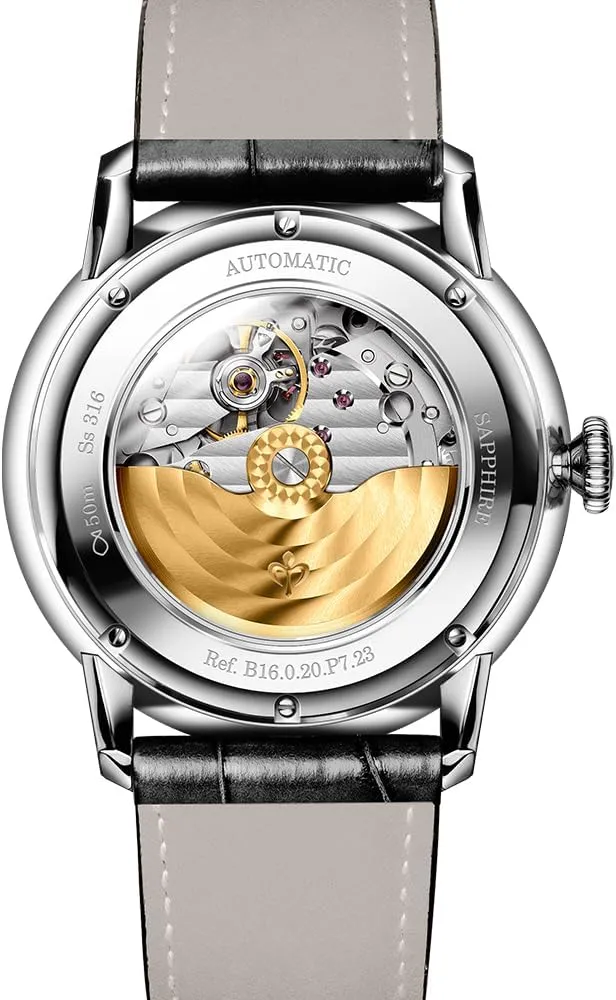 &Calendar?? 316L Stainless Steel Case,Genuine Leather, Business | Dress | Luxury | Gift for Men LOBINNI Men's Landscape Painting Mechanical Watch - pivot proportion 41mm 3D Dial ??Sun & Moon&Small Windmill 