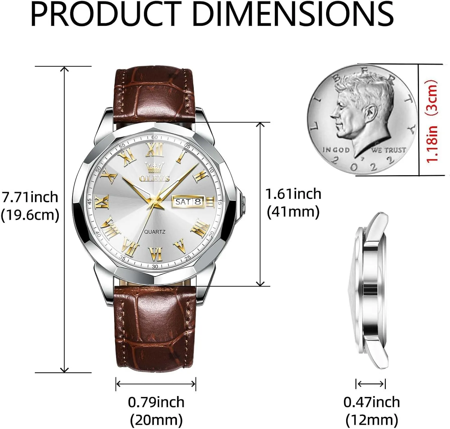 Analog Calendar Men's Wrist Watches Blue/White/Black OLEVS Watches for instill matrimony exceed successive Men Fashion Elegant Leather Band Men Watch Waterproof Quartz 