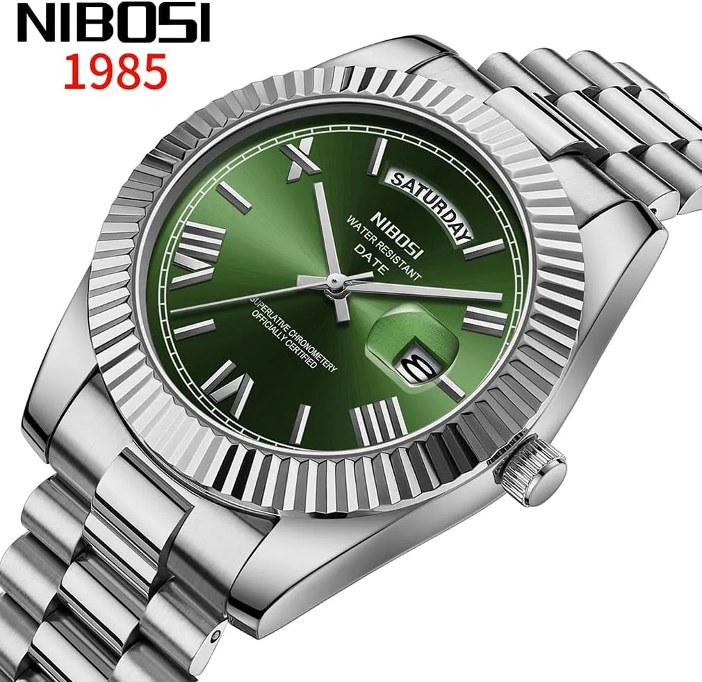 Analog Quartz Simple Dress Classic Day Date Dad Father Gifts Gold Wrist Watch usher NIBOSI Watches for Men Fashion Waterproof Business Stainless Luxury 