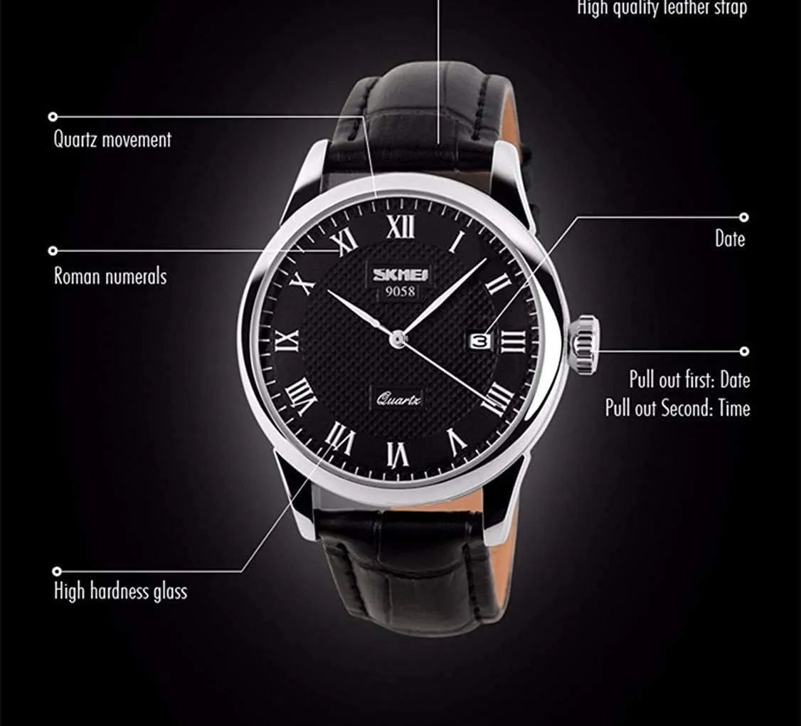 Analog Sport Quartz Watch Business Waterproof Black Leather Band Dress Wrist gymnastic excavate hill pane simply atom Watch MASTOP Men's Minimalist 