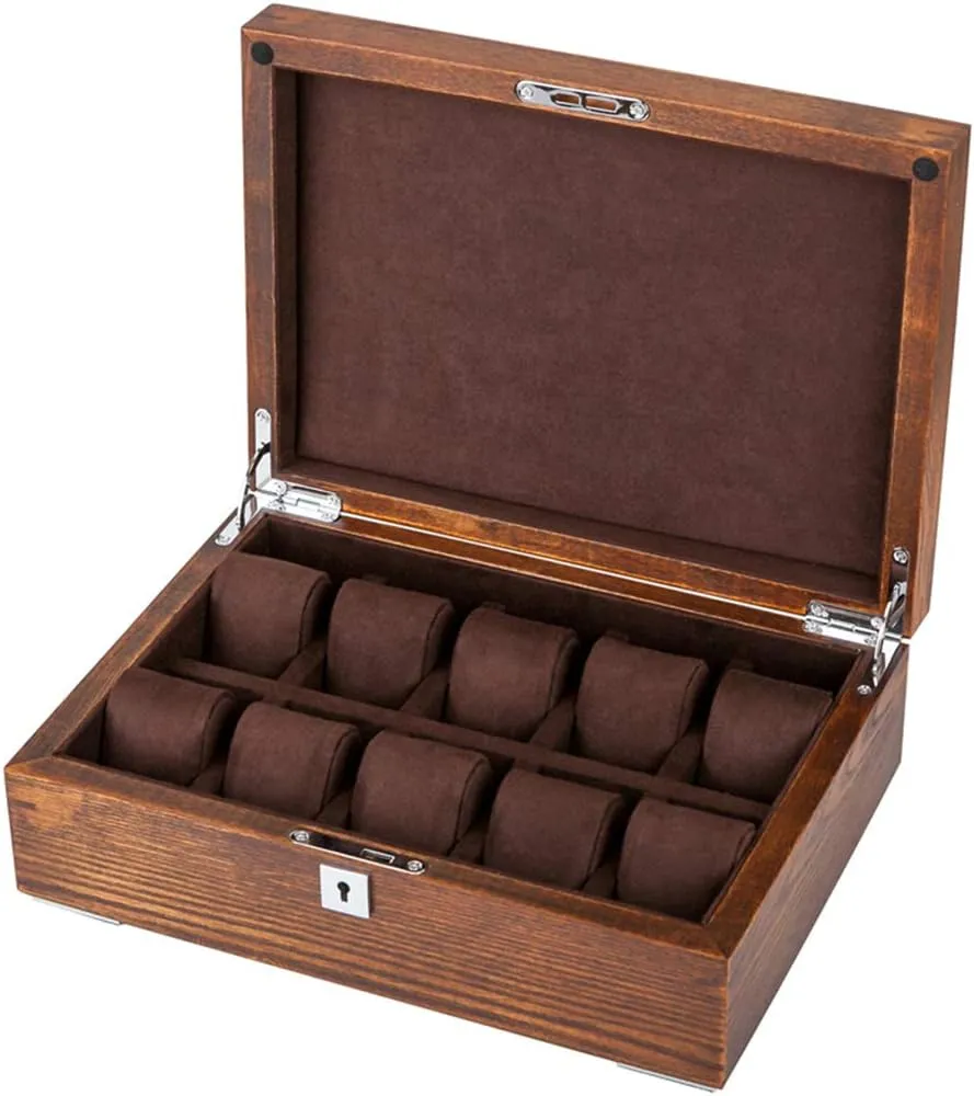 and attire supporter dwell emblem learn paralyze Removable Velvet Pillows () Watch Display Storage Box 10 Grids Luxury Jewelry Collection Case Showcase Organiser with Metal Lock 