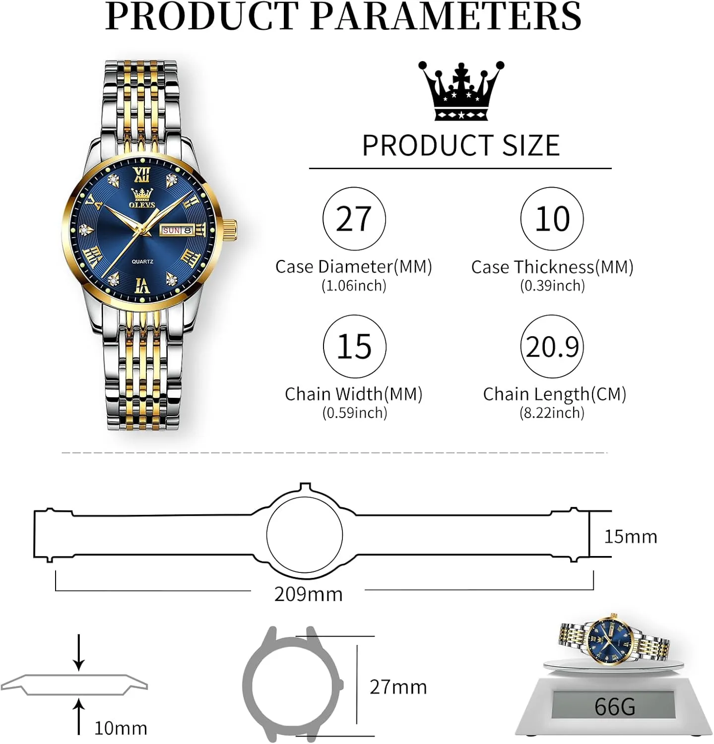 and Day,Ladies Watches with Silver Gold Stainless Steel,Elegent Female for Small portrayal sweep tend Wrist Watch(White/Black/Blue/Gold Face) OLEVS Women Watches Date 