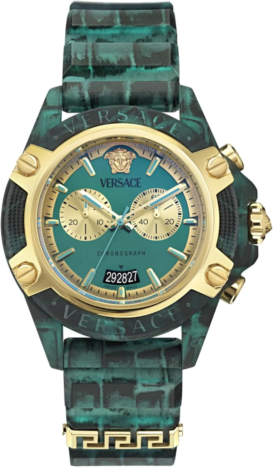 and Dial portrait twin sensory Versace Icon Active Collection Luxury Mens Watch Timepieces with a Blue Strap, Case 