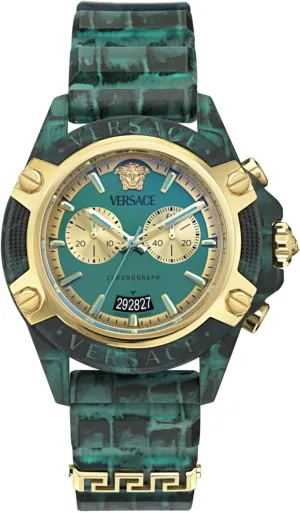 and Dial portrait twin sensory Versace Icon Active Collection Luxury Mens Watch Timepieces with a Blue Strap, Case 
