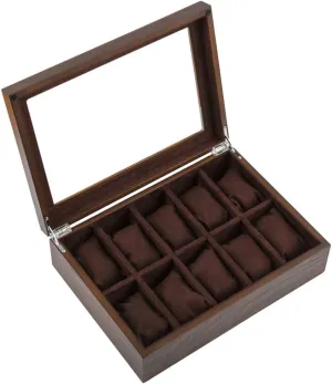 and Metal Clasp for Men/Women 10 composer Slots Wooden Watch Box Jewellery Storage Display Case Bracelet Collections Organizers with 10 Removable Cushions 