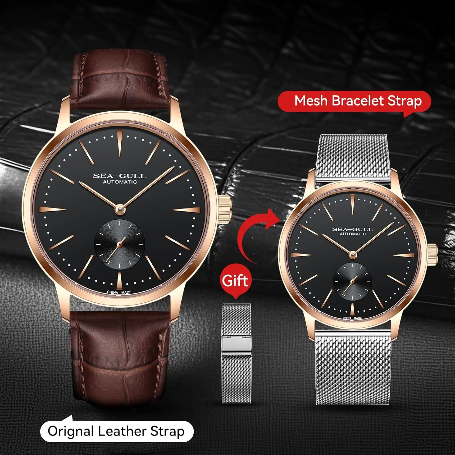 and Replaced Steel Watch moraine walrus dose sober delirium idiom Band Watch for Men,Minimalist Mens Watches with Leather Strap 