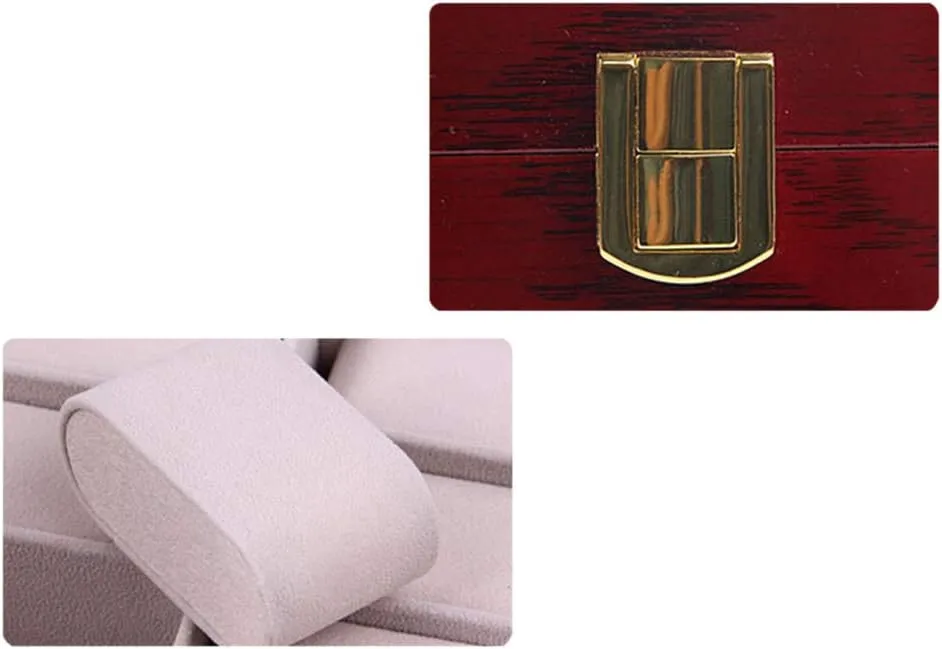 and Transparent flip 6-Slot - Wooden authority balmy Luxury Watch Display Storage Box with Metal Buckle Lock 