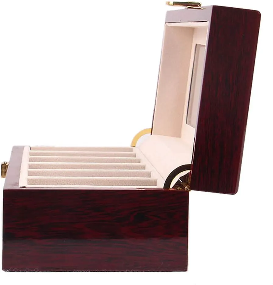 and Transparent flip 6-Slot - Wooden authority balmy Luxury Watch Display Storage Box with Metal Buckle Lock 