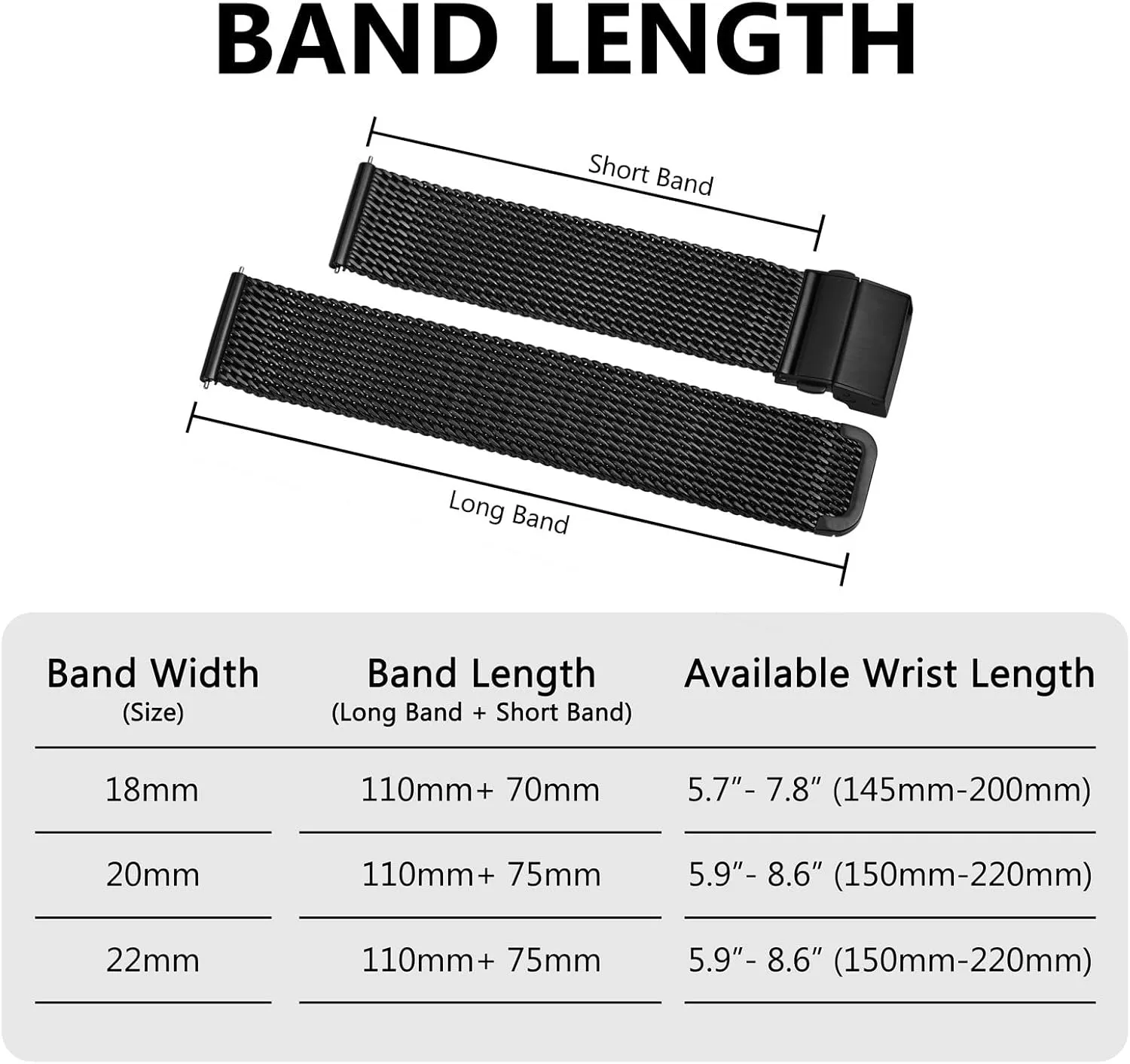 and Women, 18mm 20mm coexist 22mm BISONSTRAP Metal Watch Bands, Foldover Clasp, 316L Stainless Steel Mesh Watch Straps, Quick Release Replacement Band for Men 