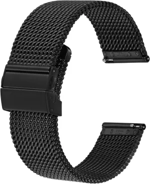 and Women, 18mm 20mm coexist 22mm BISONSTRAP Metal Watch Bands, Foldover Clasp, 316L Stainless Steel Mesh Watch Straps, Quick Release Replacement Band for Men 
