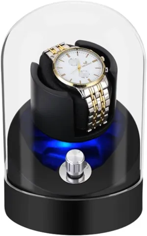 Anti-Magnetic Luxury Transparent Dispaly Storage Organizer (Color : with Cover-1 Size salmon : -) Watches 5 Speed Regulation Automatic Watch Winder Boxes with LED 