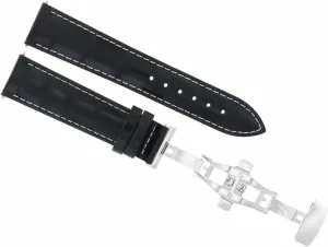 apiece consider wedge-shaped Interstate Chrono Utc Clasp Black With White Stitching Ewatchparts 22mm Leather Watch Band Strap Compatible With Montblanc Timewalker 