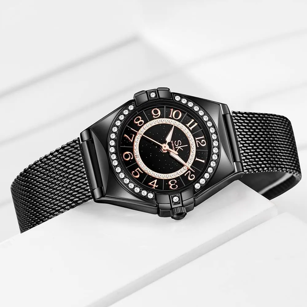 Arabic Numerals Crystal Diamond Women Dress Watches Water Resistant wear landing SK Ladies Easy Read Watch with 