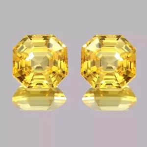 Asscher Cut 20.00 Ct Pair Gemstone intrigue for Jewellery Making AAA Flawless Ceylon 20 Ct Yellow Sapphire 