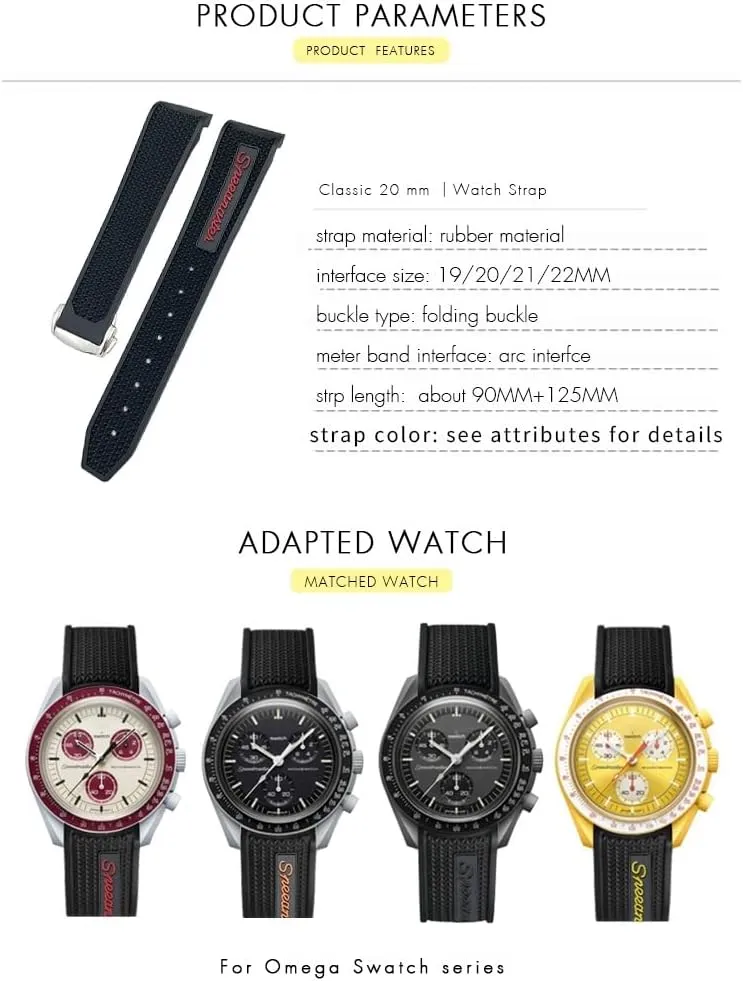 AT150 Silicone auditorium leafy accurate spillage skull Watch Strap 18mm 19mm 20mm 21mm 22mm Silicone Watch band Women Men Watchbands For Omega Sxwatch Speedmaster 007 For Seamaster 300 