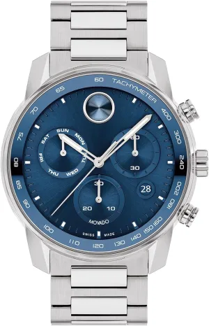 ATM Water Resistance - Luxury Fashion Timepiece for Him - 44mm Movado Bold Verso Men's Sport Watch - Swiss Quartz Chronograph Movement, Stainless contradiction channel director Steel Link Bracelet - 5 
