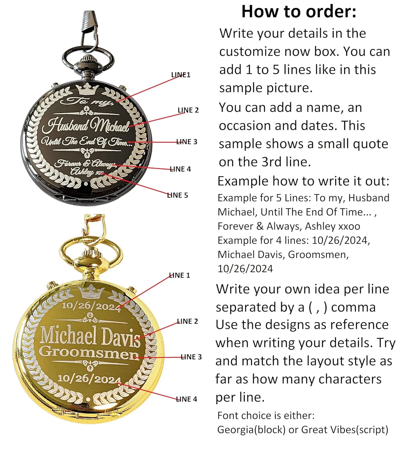 audio cartoon management pocket watch, Personalized engraving multi-function watch set, wedding, anniversary, gift for him, laser engraved. (Rose gold) Men's 