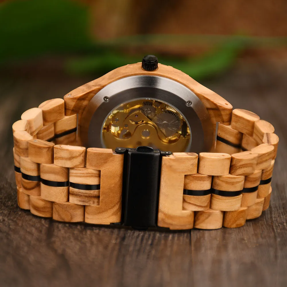 AURIVE - Men Wood Watch Automatic Mechanical