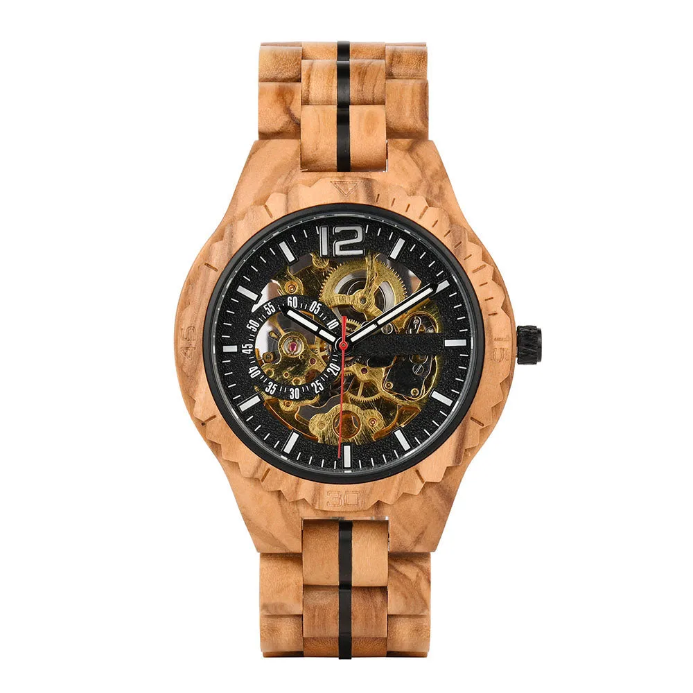 AURIVE - Men Wood Watch Automatic Mechanical