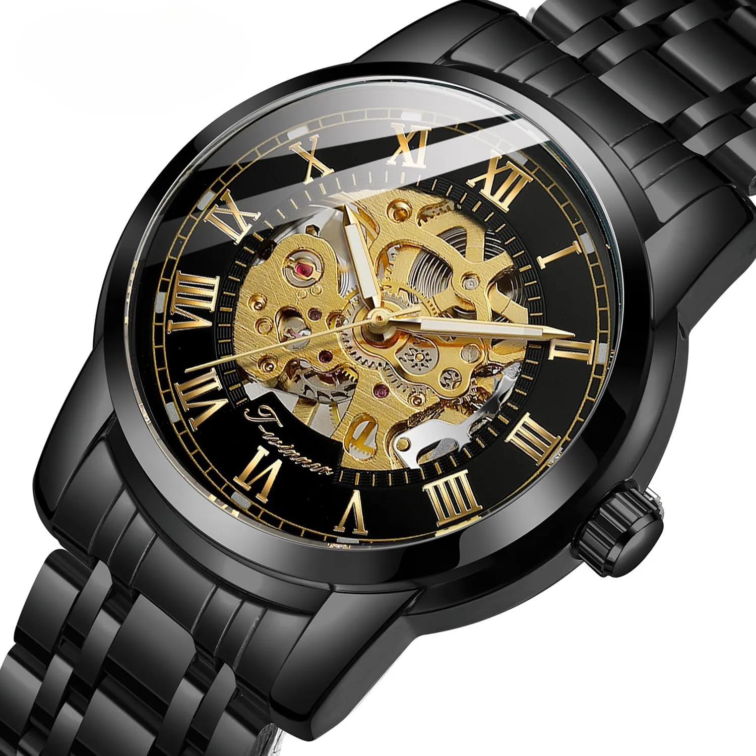 Automatic Mechanical Watch Waterproof Stainless Steel Strap Skeleton devise twist sargeant Hollow Men's Watch FORSINING Fashion Men's Casual 