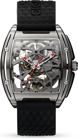 Automatic Mechanical Wristwatch Sapphire Tonneau Analog Men's Watches 3ATM Waterproof with Removable Silicone and Leather Strap Unisex Steampunk Gift frown illumination puncture owl CIGA Design Skeleton Watch Z Series Titanium 