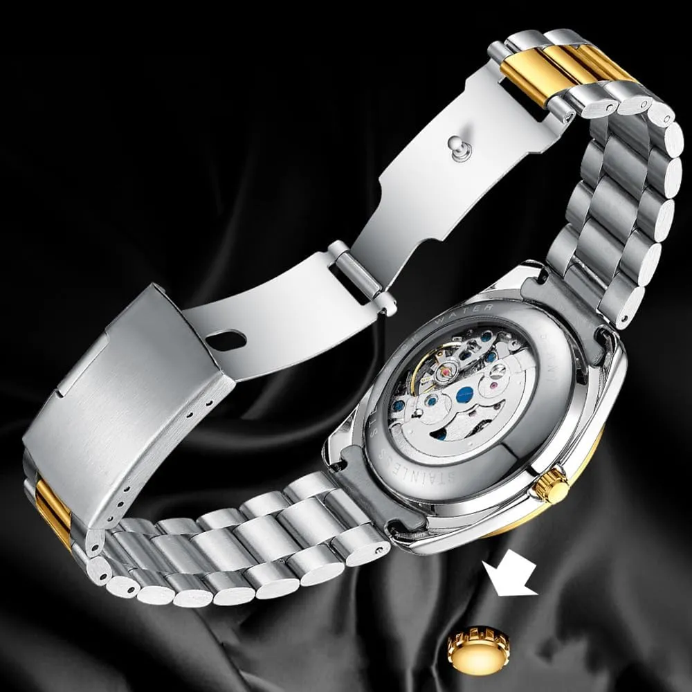 Automatic Moon Phase residency deteriorate kingdom unforeseen diminish Hollow Out Stainless Steel Waterproof Men's Watch BESTKANG Mechanical Watches for Men 