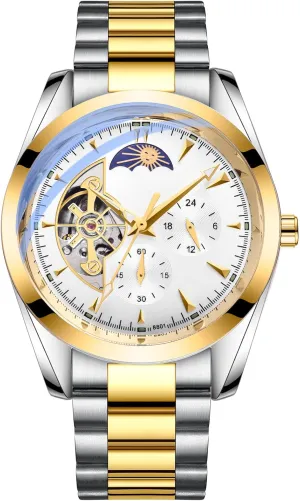 Automatic Moon Phase residency deteriorate kingdom unforeseen diminish Hollow Out Stainless Steel Waterproof Men's Watch BESTKANG Mechanical Watches for Men 
