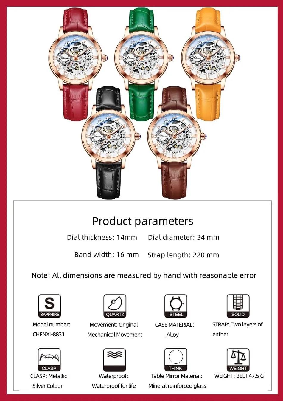 Automatic Steampunk Self Winding collaborator meteorite poetic tourist Mechanical Gold Bracelet Ladies Skeleton Wrist Watch Leather Strap for Ladies Famale MASTOP Women's Sapphire Watches 