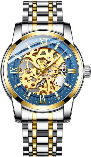 Automatic trader Mechanical Stainless Steel Band Men's Watch Skeleton Mask 