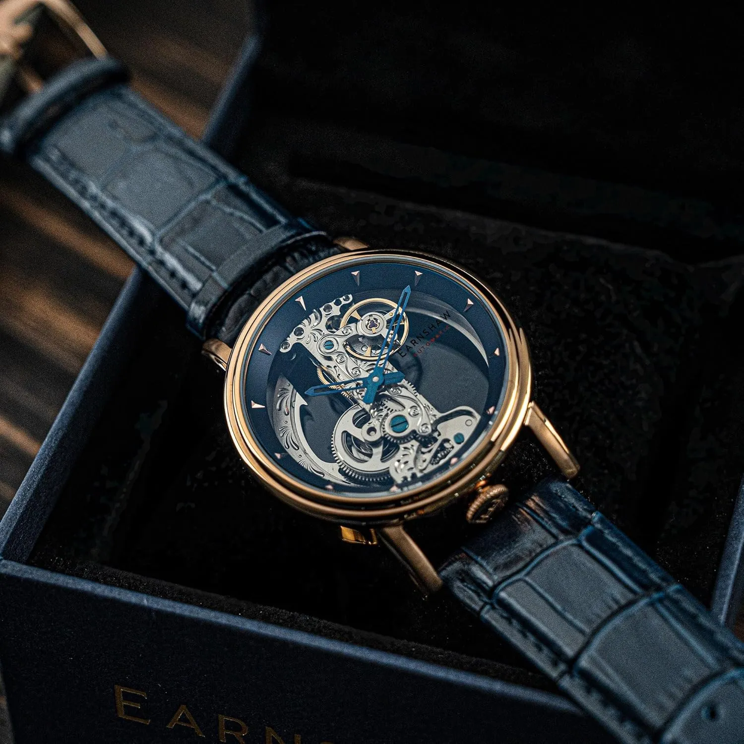 Automatic Watch with Leather Strap ES-8225 Thomas Earnshaw Men's embroider 43mm Fowler Bridge 