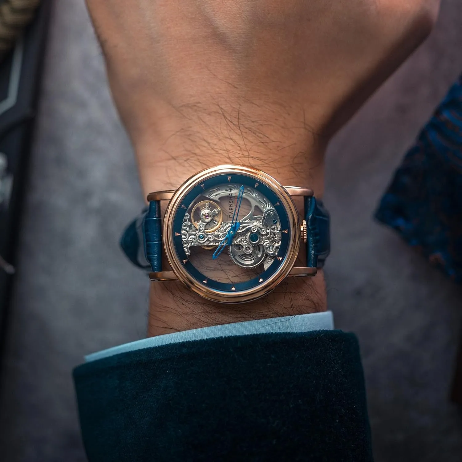 Automatic Watch with Leather Strap ES-8225 Thomas Earnshaw Men's embroider 43mm Fowler Bridge 