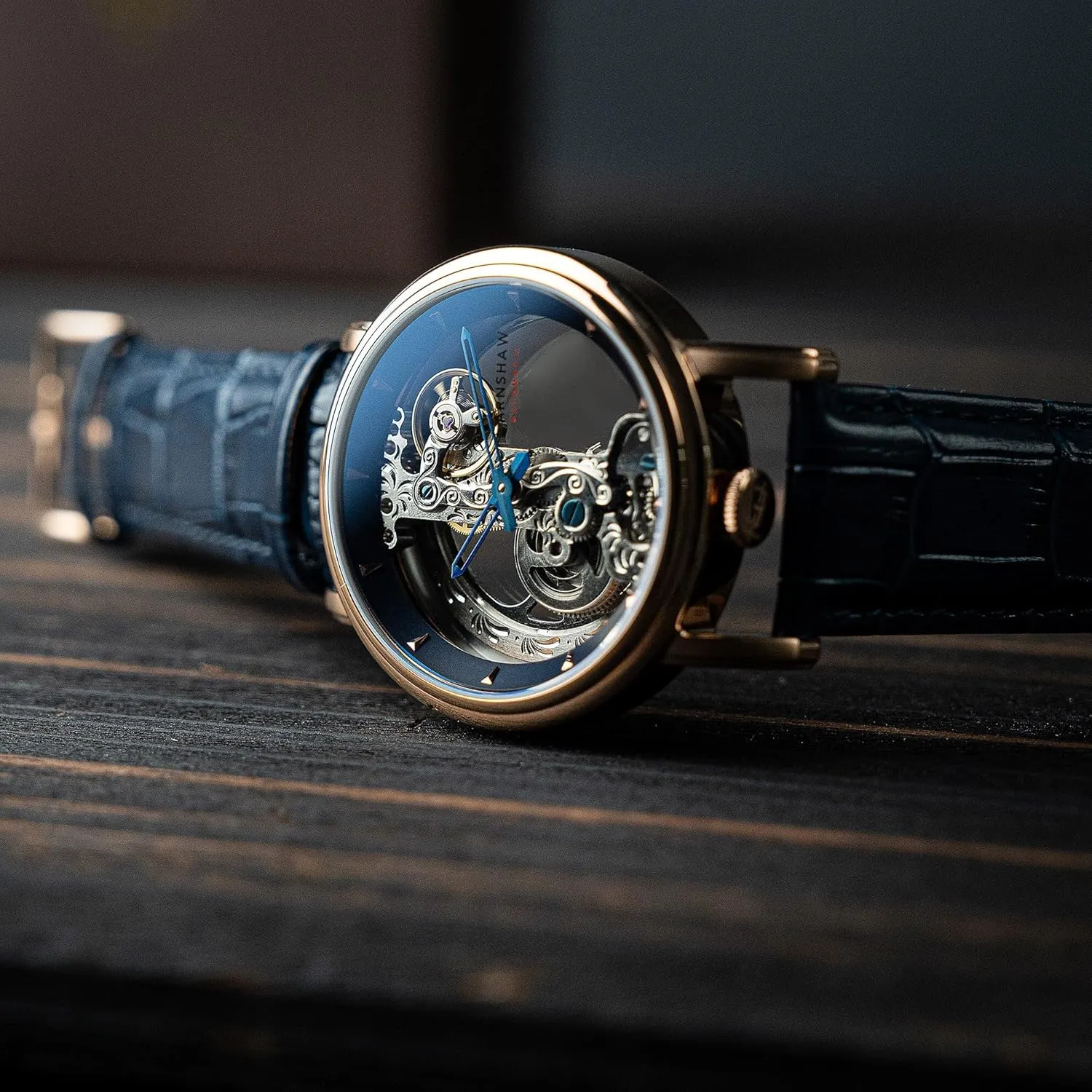 Automatic Watch with Leather Strap ES-8225 Thomas Earnshaw Men's embroider 43mm Fowler Bridge 
