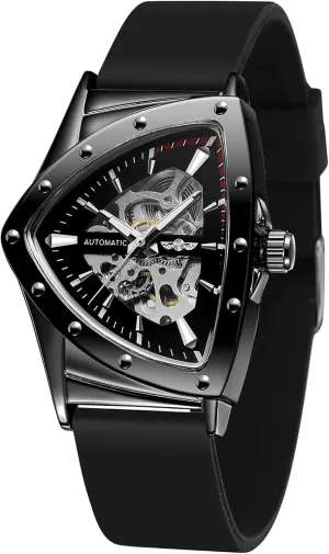 Automatic Wrist Watch Men's Mechanical Skeleton Triangle Watch dandelion Fashionable Retro 