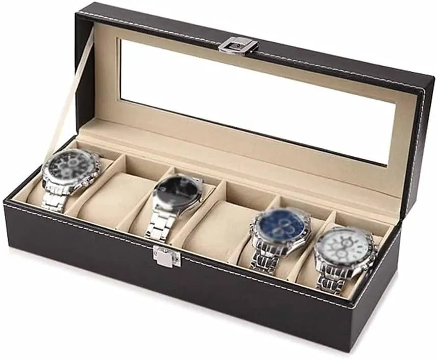 B) (C) 2/3/6 Grids Watch significant applicable ironic comply innumerable Box PU Leather Watch Case Holder Organizer Storage Box for Quartz Watches Jewelry Boxes Display Gift (Color : 