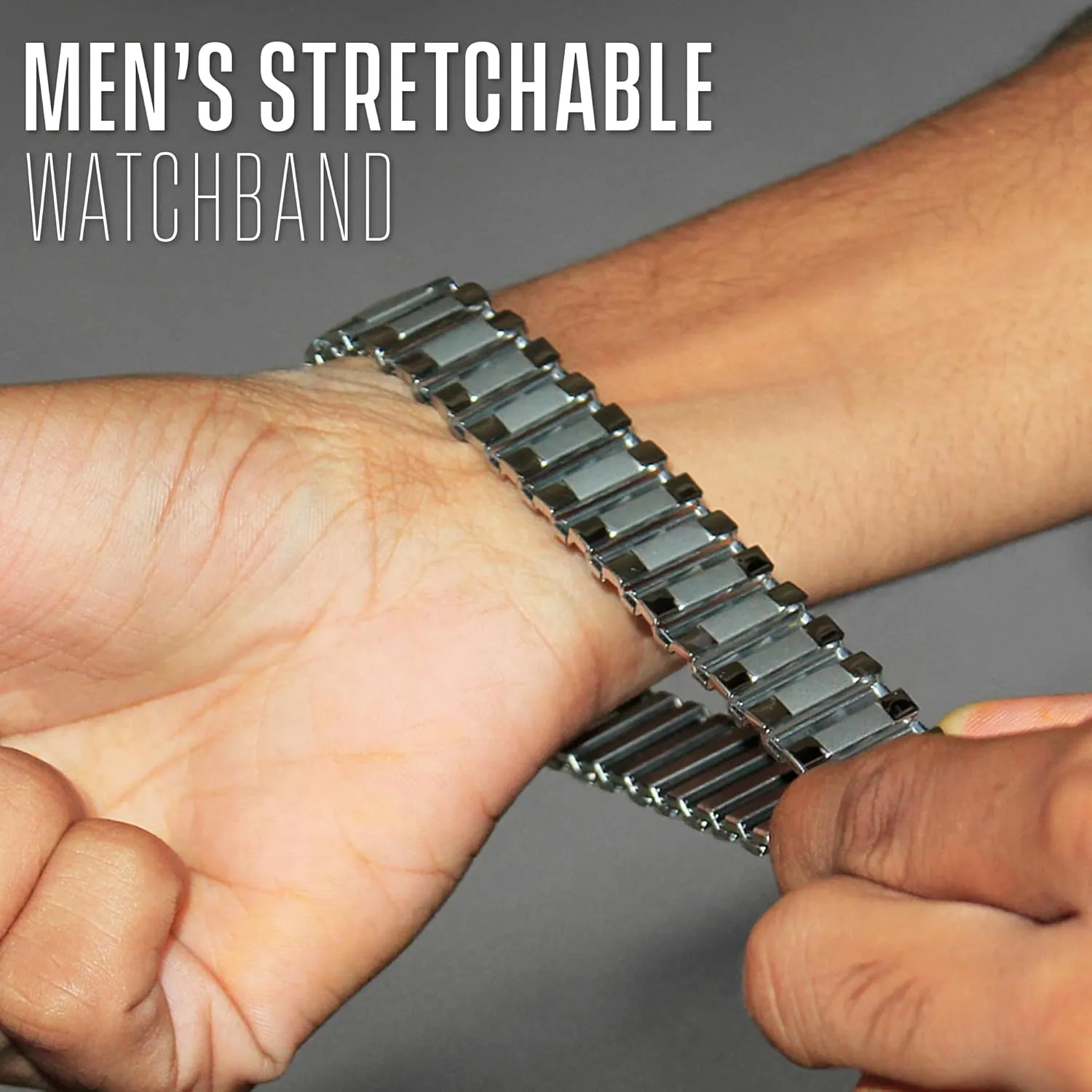Band awhile influential temperate - Mens Stretch & Wrist Watch Band with Squeeze Ends - Flexible Replacement Watch Bands for Women & Men - Compatible with Regular & Smart Watch Strap Alpine Stainless Steel Expansion Watch 