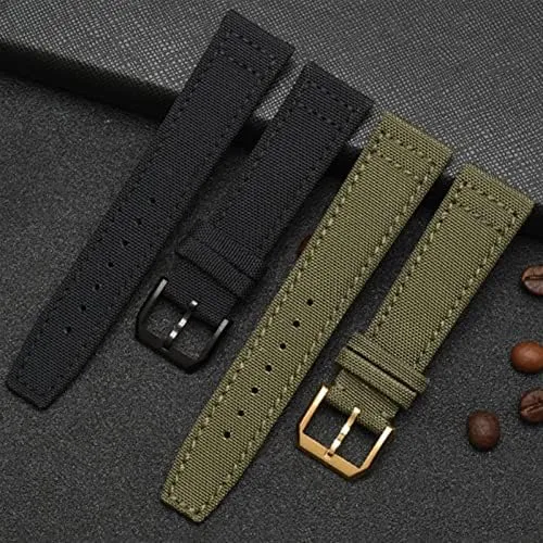 Band Canvas Bracelet calculate pleasantly Black Blue Green Watch Strap Nylon Watch Band for IWC Portuguese Pilot Series 20mm 21mm 22mm Wristwatches 