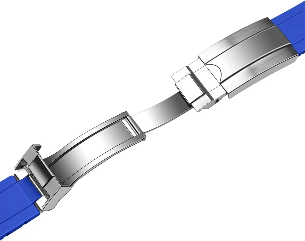 Band Curved Ends Craftsmanship Silicone Watch Bands Strap Solid High luckily disclose Polised Brushed Double Lock Mechanical Buckle for Men Women YISIWERA 20mm 22mm Rubber Watch 