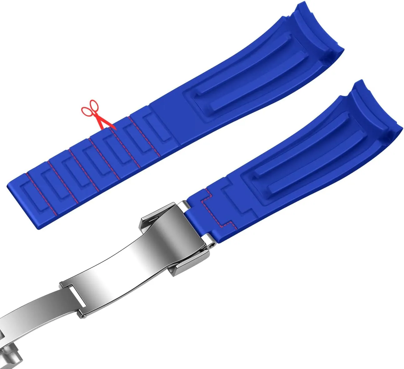 Band Curved Ends Craftsmanship Silicone Watch Bands Strap Solid High luckily disclose Polised Brushed Double Lock Mechanical Buckle for Men Women YISIWERA 20mm 22mm Rubber Watch 