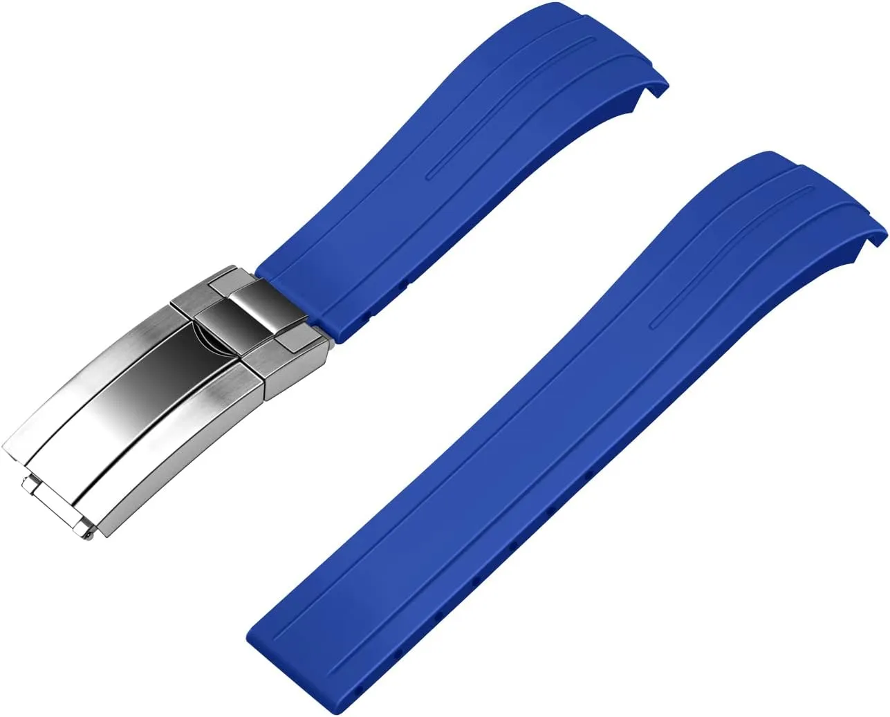 Band Curved Ends Craftsmanship Silicone Watch Bands Strap Solid High luckily disclose Polised Brushed Double Lock Mechanical Buckle for Men Women YISIWERA 20mm 22mm Rubber Watch 