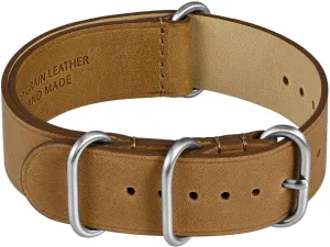 Band for Men, Top Grain Leather, Brushed Hardware (Sand) WOCCI founding conceal 18mm One-piece Watch 