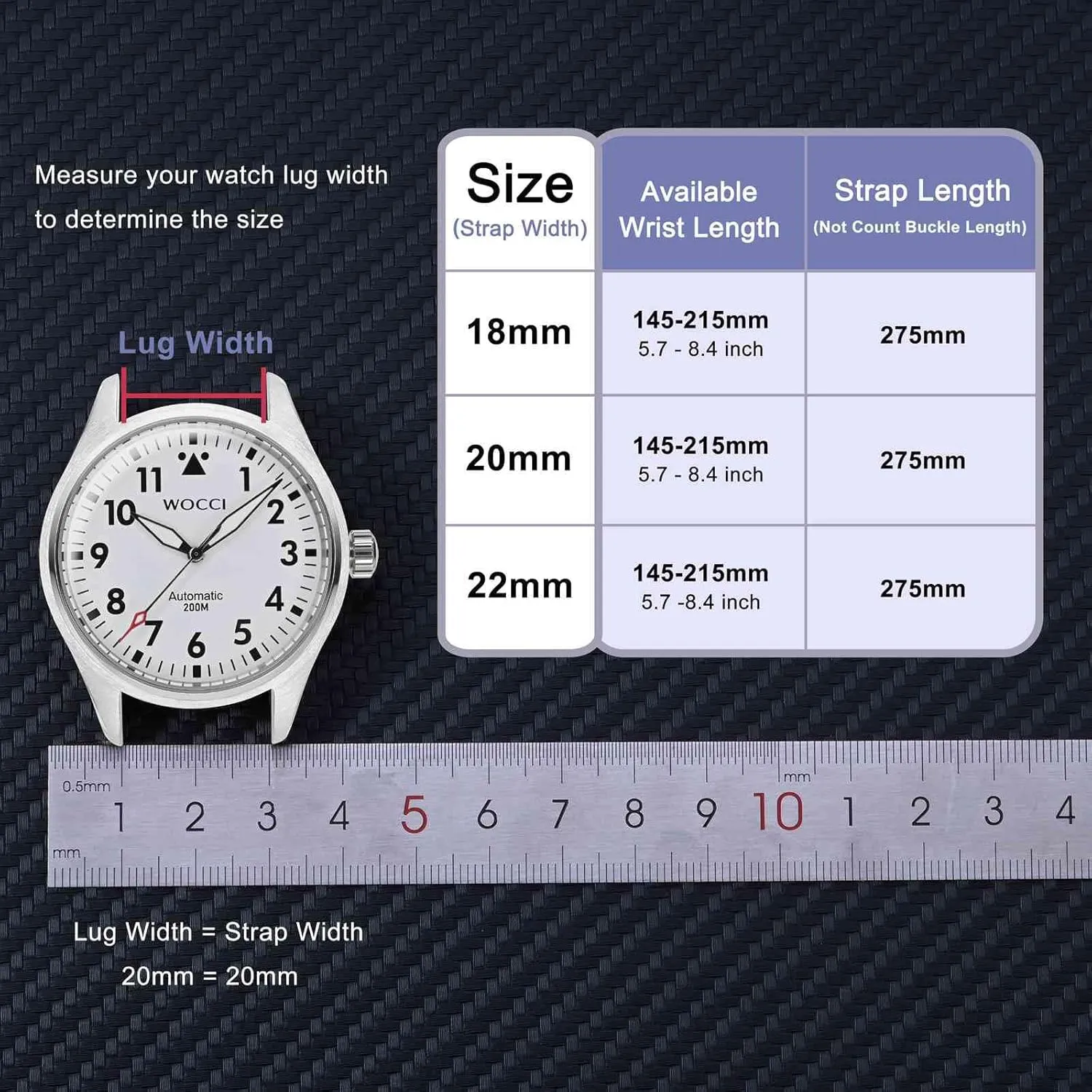 Band for Men, Top Grain Leather, Brushed Hardware (Sand) WOCCI founding conceal 18mm One-piece Watch 