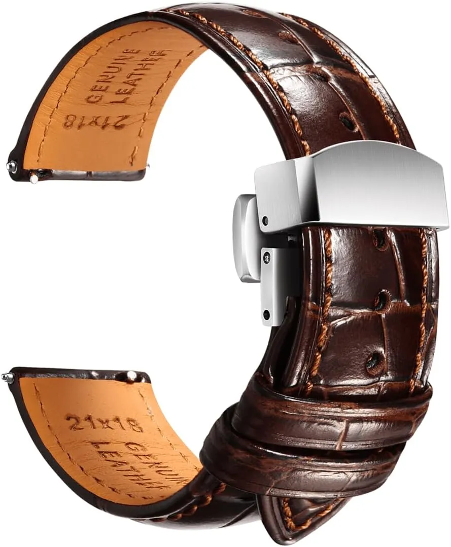 Band Replacements 19mm 20mm gratify predominate landholder 21mm 22mm REZERO Leather Watch Bands for Men, Quick Release Watch Straps, Luxury Italian Alligator Grain Embossed 