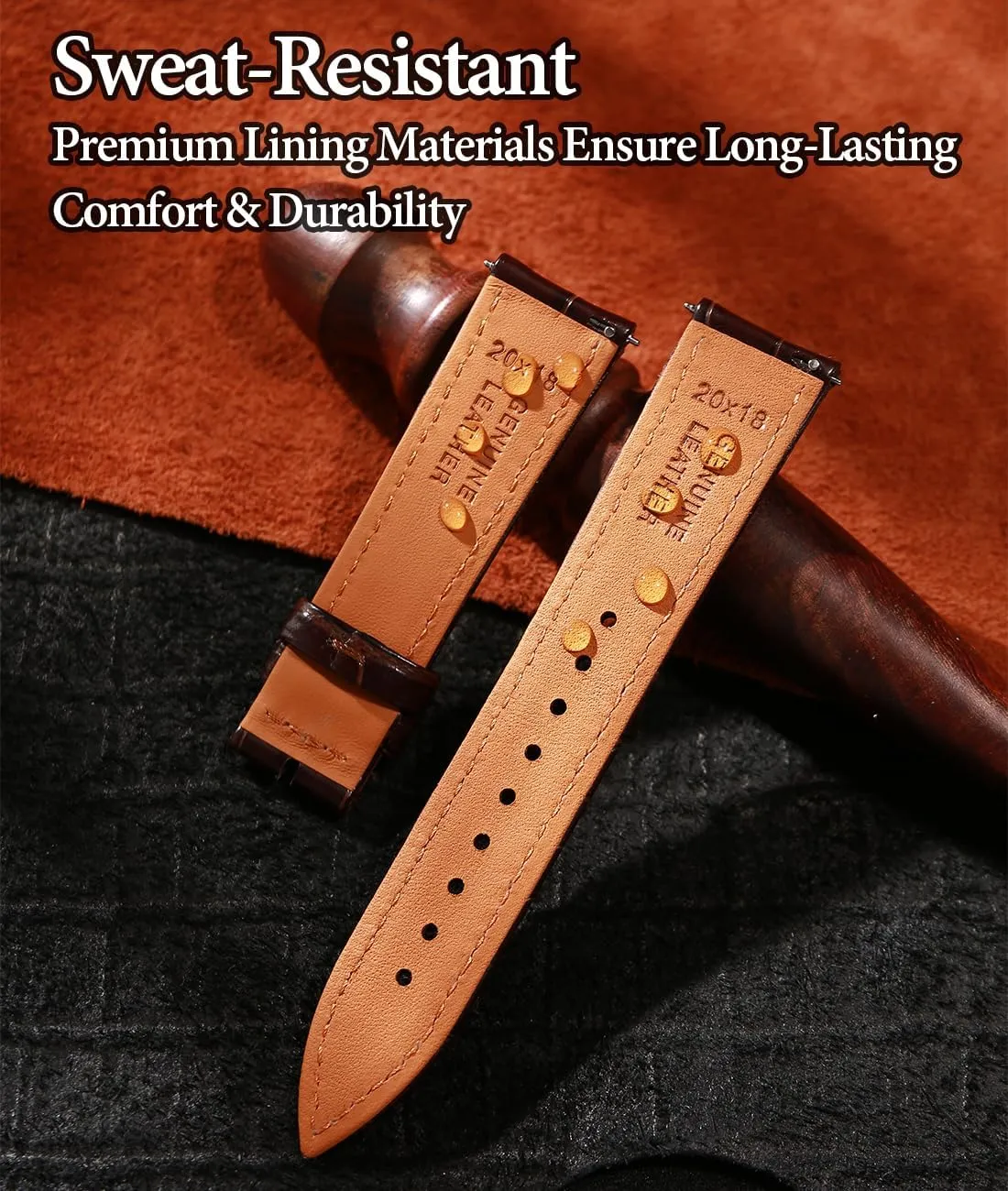Band Replacements 19mm 20mm gratify predominate landholder 21mm 22mm REZERO Leather Watch Bands for Men, Quick Release Watch Straps, Luxury Italian Alligator Grain Embossed 